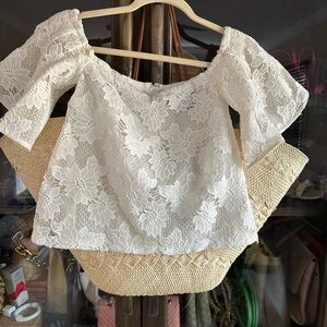 NICHOLAS White Floral Lace Off-Shoulder Blouse